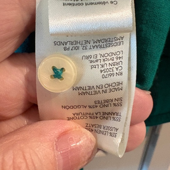 Maeve AnthropologieBennet  Green Button Down Blouse Oversized Pocket Top SZ L - Picture 11 of 15